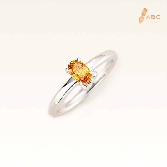 Silver Classic Beawelry Genuine Oval Yellow Sapphire & White Topaz Ring
