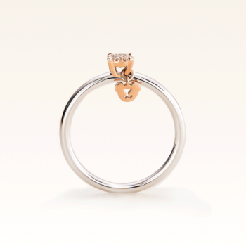 Silver & 14K Pink Gold Cluster Diamond Ring