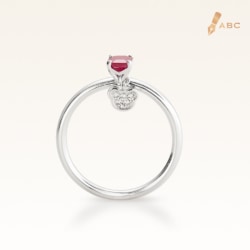 Silver Classic Beawelry Genuine Emerald Cut Ruby & White Topaz Ring