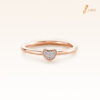 14K Pink Gold Mini Beawelry Bear Ring with Diamond