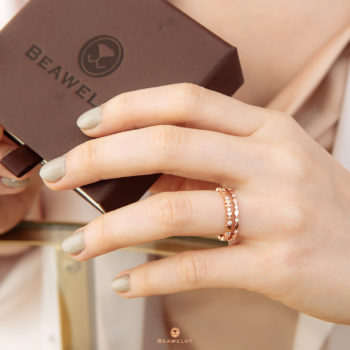 14K Pink Gold Mini Diamond Beawelry Eternity Band Ring
