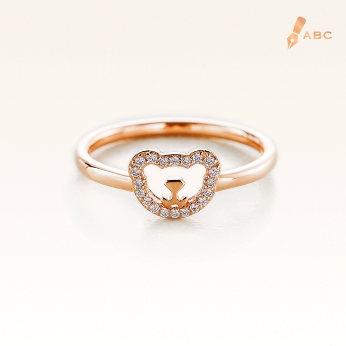 14K Pink Gold Beawelry Bear Ring with Diamond