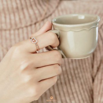 14K Pink Gold Beawelry Bear Ring with Diamond