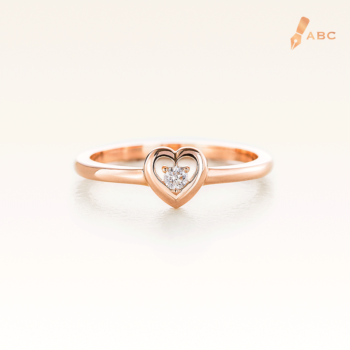 14K Pink Gold Heart Ring with Diamond