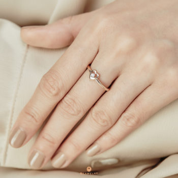 14K Pink Gold Heart Ring with Diamond