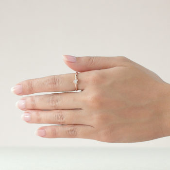 14K Pink Gold Mini Beawelry Bear Ring with Diamond
