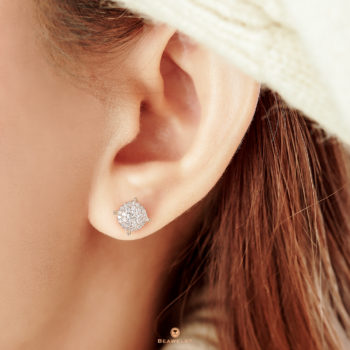 18K Pink Gold Double Row Cluster Diamond 0.50 ct. Stud Earrings