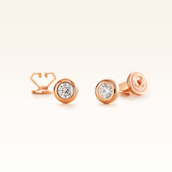 18K Pink Gold Bezel Set Diamond 0.20 CT. Stud Earrings