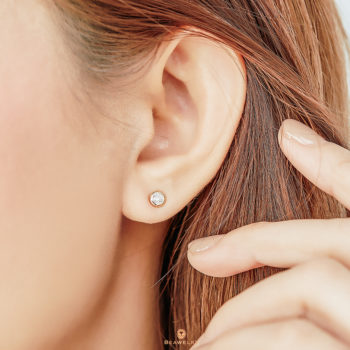 18K Pink Gold Bezel Set Diamond 0.20 CT. Stud Earrings