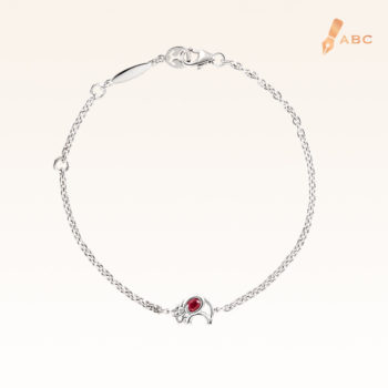 Silver Oval Ruby Elephant Bracelet
