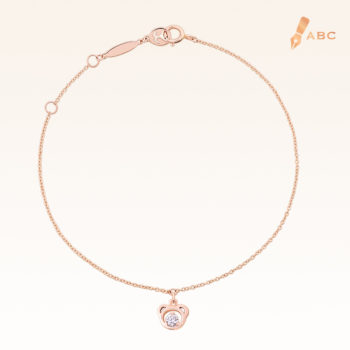 14K Pink Gold  Mini Hanging Bear Bracelet with 0.05 ct.Diamond