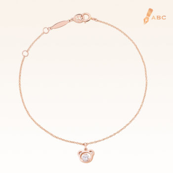 14K Pink Gold  Mini Hanging Bear Bracelet with 0.10 ct.Diamond