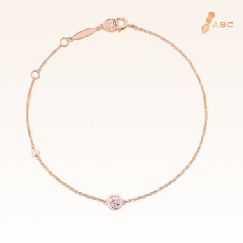 14K Pink Gold Minimal Stud Bracelet with Diamond 0.12 ct.