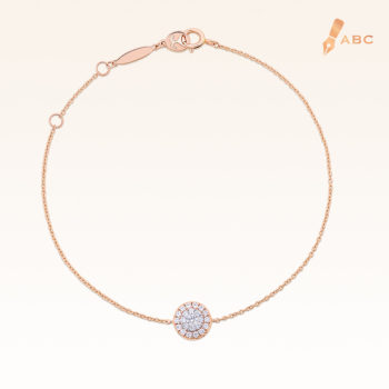 14K Pink Gold Round Diamond Cluster Bracelet 0.15 carat