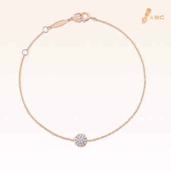14K Pink Gold Round Diamond Cluster Bracelet 0.10 carat