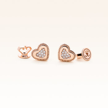 14K Pink Gold Love Bear Diamonds Earrings