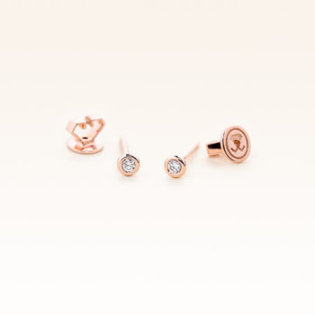 14K Pink Gold Tiny Stud Diamonds Earrings