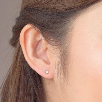 14K Pink Gold Bezel Set Diamonds 0.10 CT. Stud Earrings