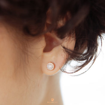14K Pink Gold Round Diamonds Cluster Earrings 0.30 carat