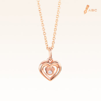 14K Pink Gold Heart & Bear Diamond Pendant