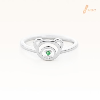 Silver May Birthstone Emerald Color CZ Beawelry Ring