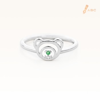 Silver August Birthstone Peridot Color CZ Beawelry Ring