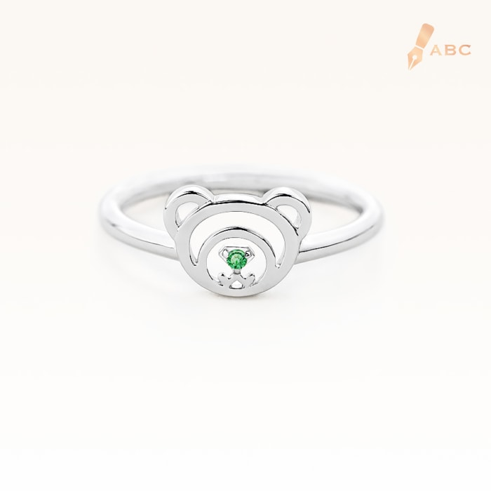 Silver August Birthstone Peridot Color CZ Beawelry Ring