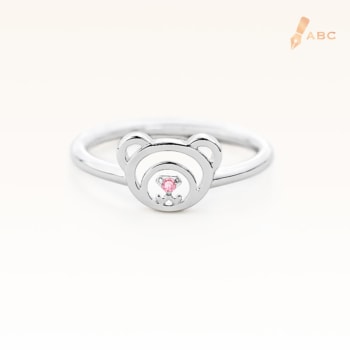 Silver October Birthstone Pink Tourmaline Color CZ Beawelry Ring