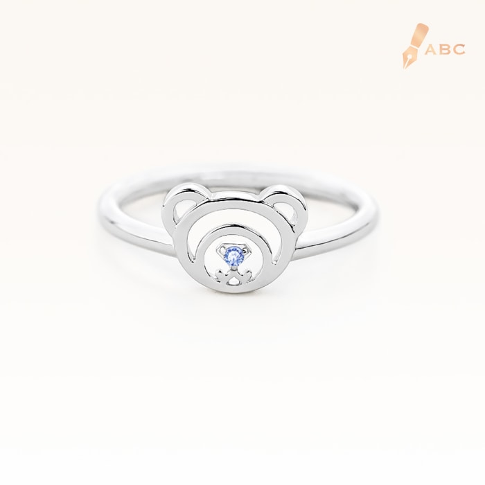 Silver September Birthstone Sapphire Color CZ Beawelry Ring
