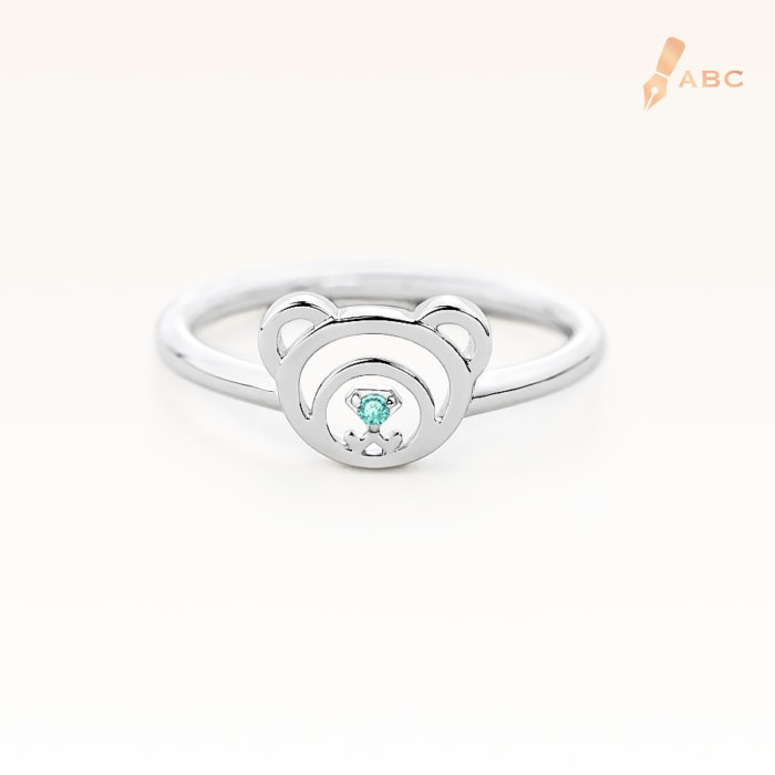 Silver March Birthstone Aquamarine Color CZ Beawelry Ring