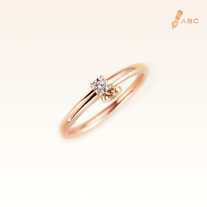 18K Pink Gold Diamond 0.10 ct. Ring & Dangling Beawelry Bear