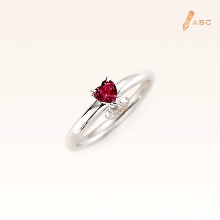 Silver Classic Beawelry Heart Red & White CZ Ring